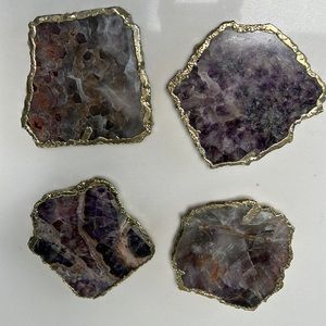 Amethyst Coasters with Gold Edge